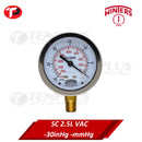 Winters Pressure Gauge 2.5" Stainless Case Brass Socket -30"HG/-MMHG VAC 1/4 Bottom Connection Liquid Filled