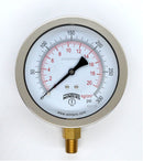 Winters Pressure Gauge 4" Stainless Case Brass Socket 0-300 PSI/ 20 KGCM2 1/4 Bottom Connection Liquid Filled