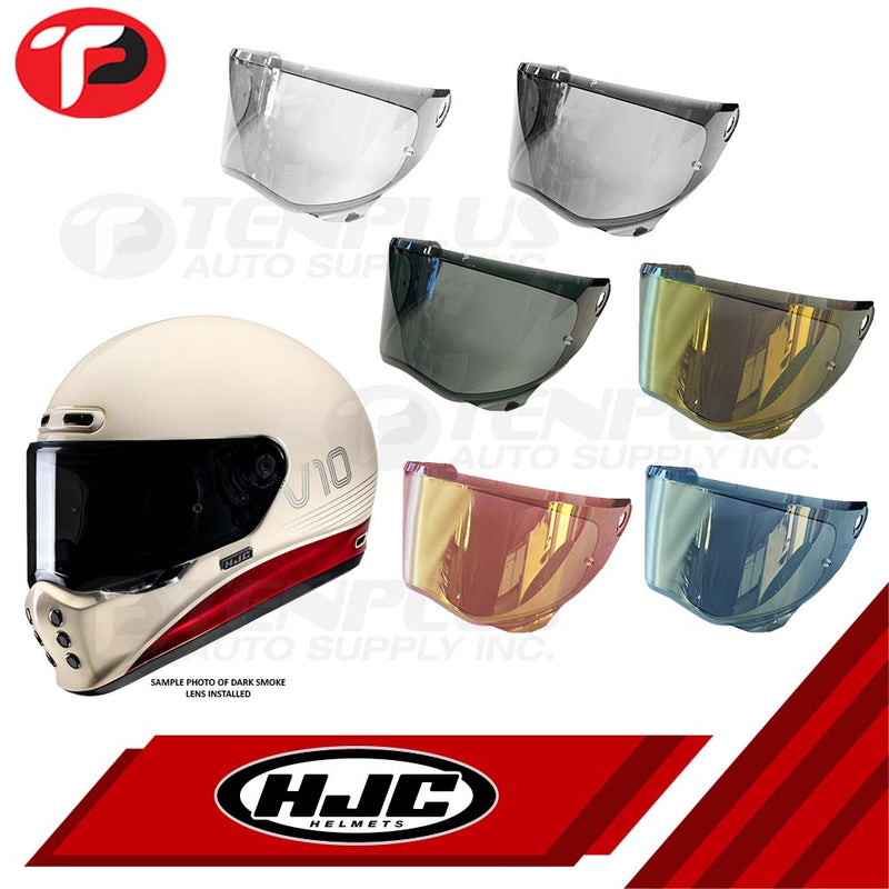 HJC Helmets Face Shield Lens for V10 Clear; Smoke; Dark Smoke; Iridium Blue; Gold; Silver; Fire Red