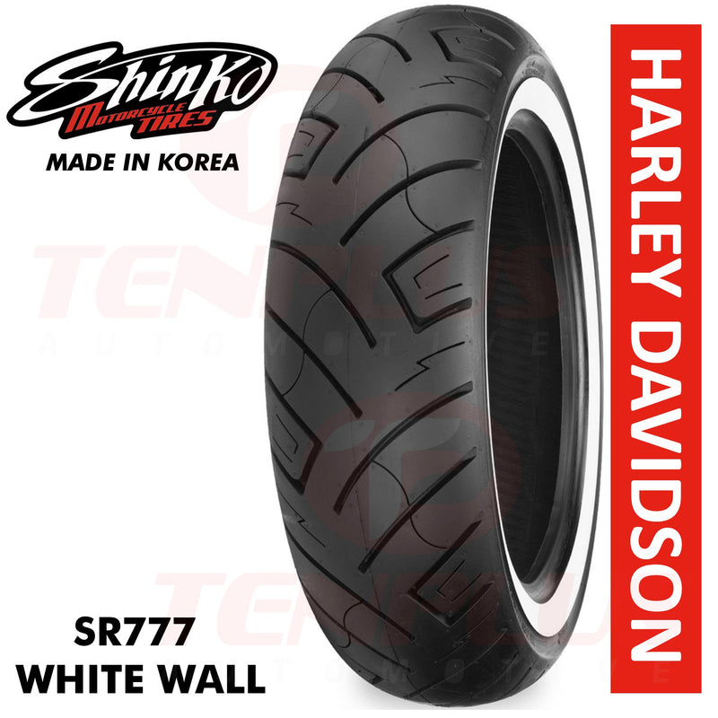 Shinko Motorcycle Tires SR777 WHITE WALL 180/65-16WW Rear TL