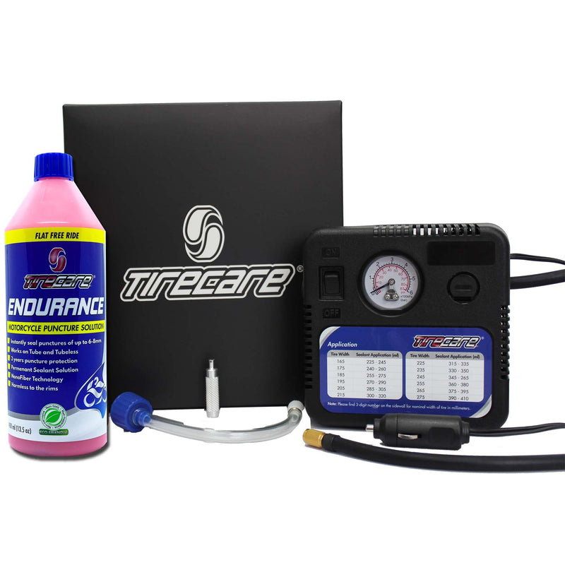 TireCare Motorcycle Repair Kit Single Pack with Air Compressor