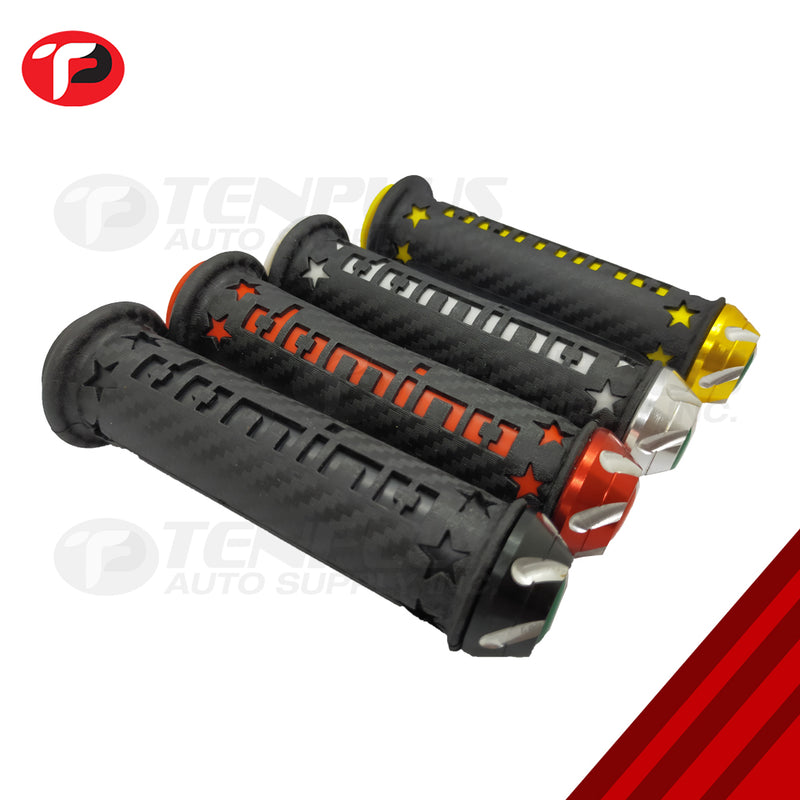 Domino Motorcycle Grip with Rubber End Universal Carbon