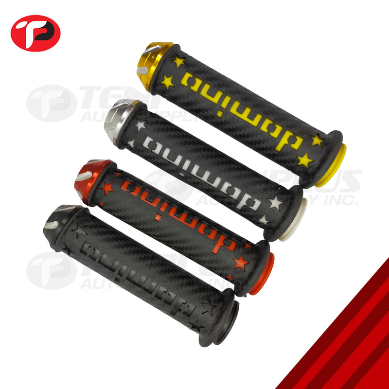 Domino Motorcycle Grip with Rubber End Universal Carbon